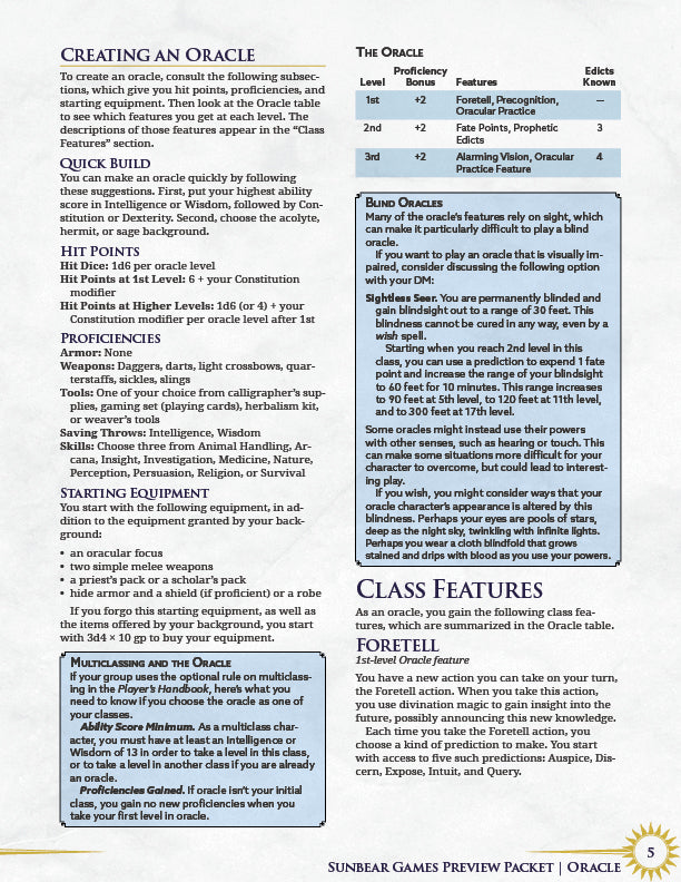 Preview Packet - Levels 1-3 | 5e