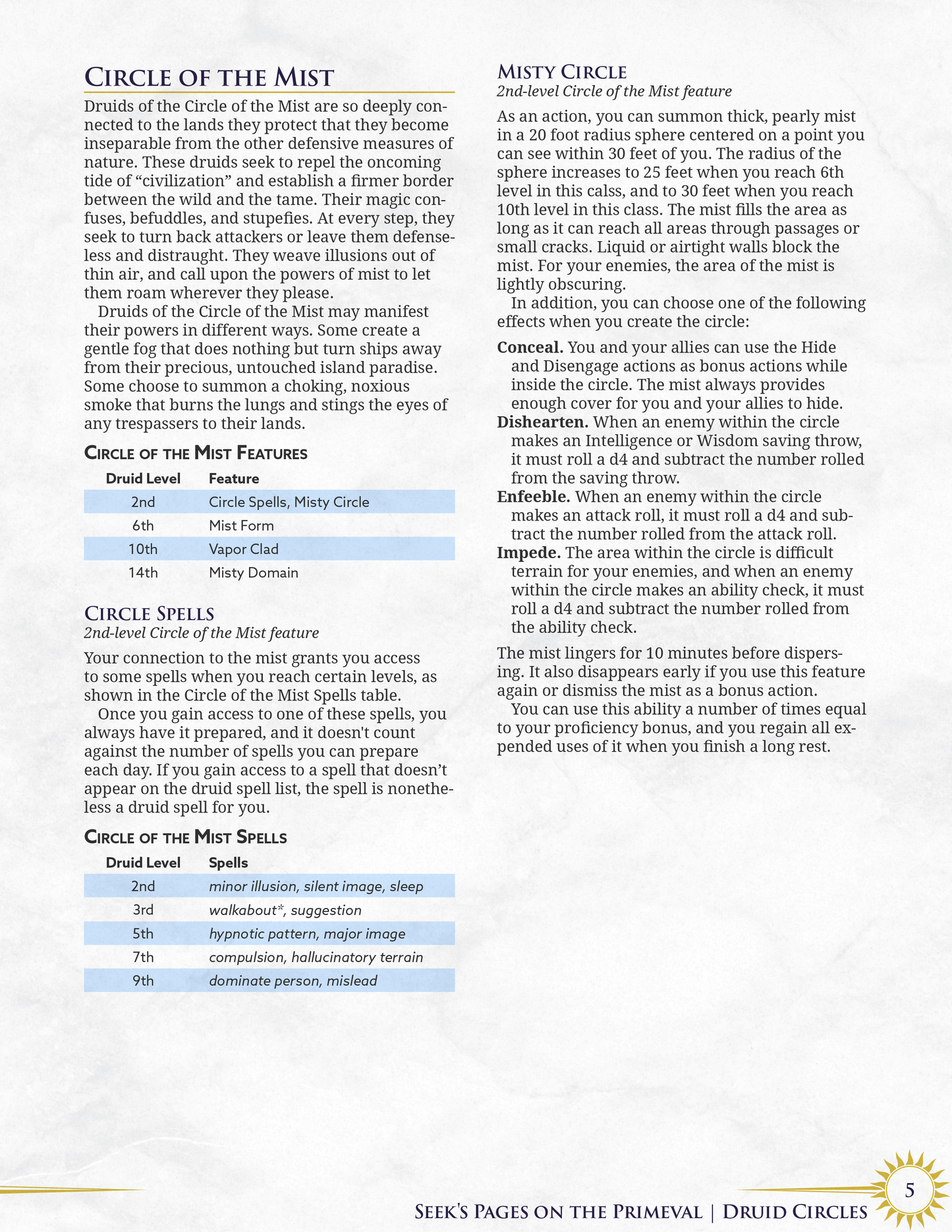 Seek's Pages on the Primeval | Druid 5e